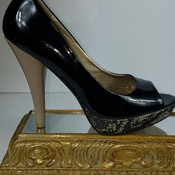 Madden Girl, black, taupe and reptile platforms - Picture 6 of 14